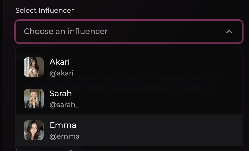 Pick influencer