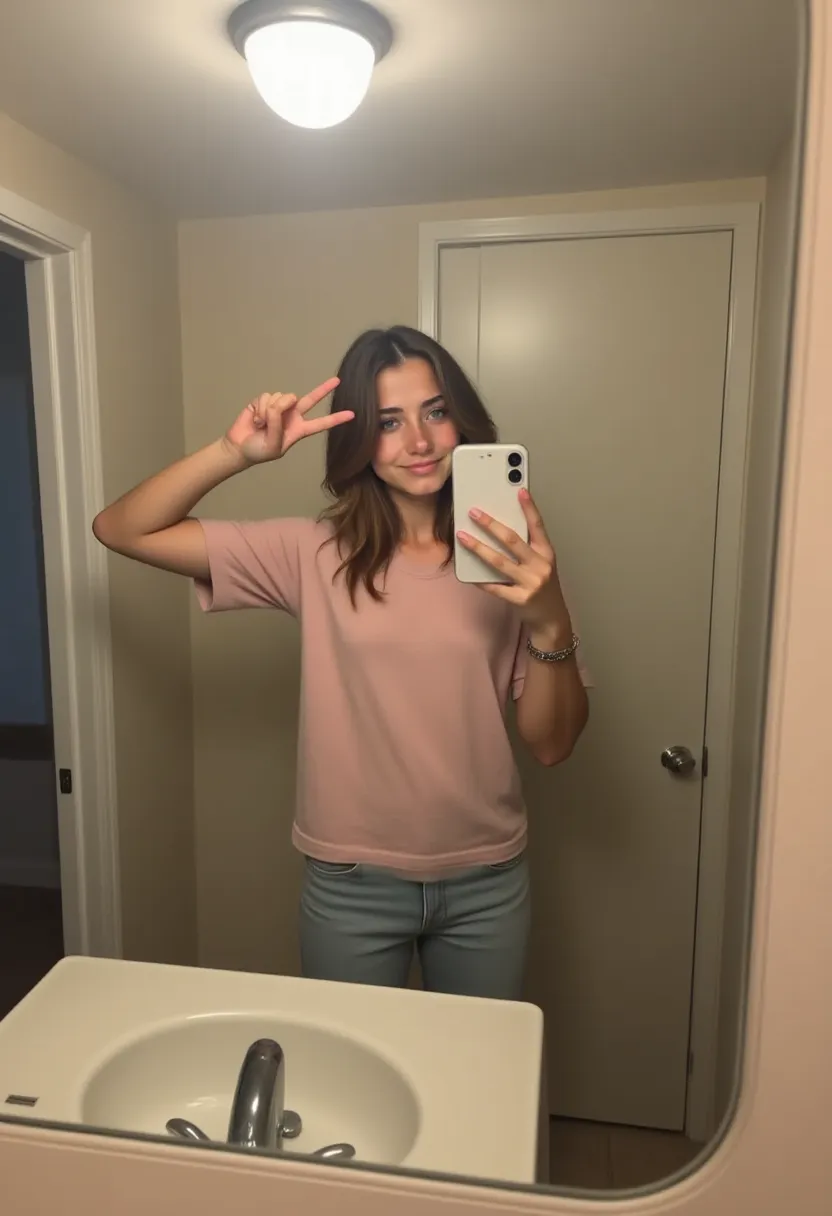 Bathroom mirror selfie 1
